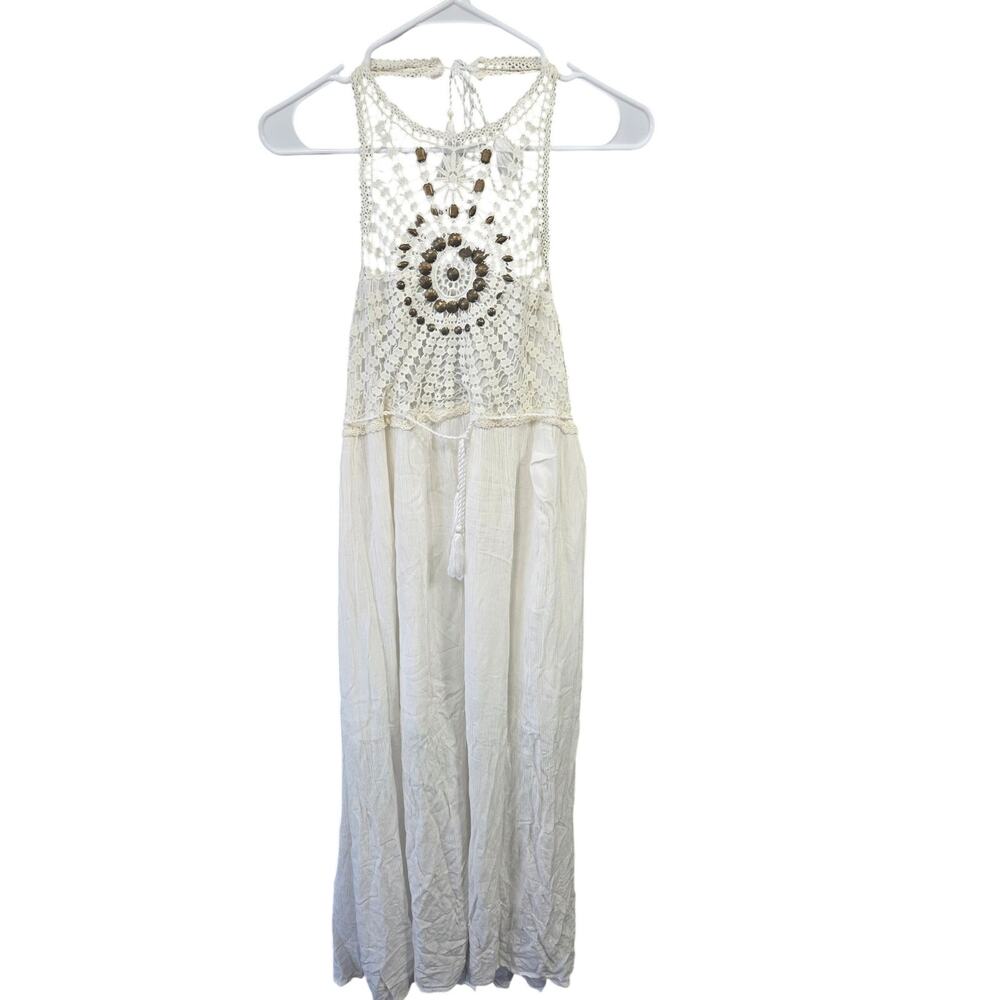 Crochet Lace Boho Maxi Halter Dress – VENUS – L